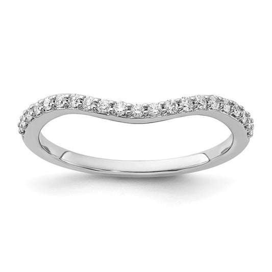 14K White Gold Diamond Slight Curved Wedding Band