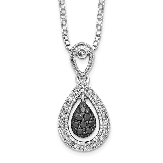 White Night White Gold Filled Sterling Silver Drop White & Black Diamond Necklace & Pendant Set (Copy)