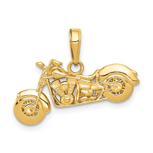 10K Yellow Gold Chopper Motorcycle Pendant