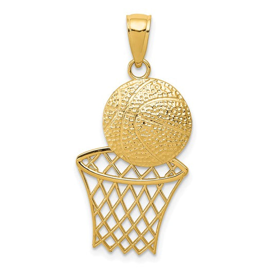 10K/14K Yellow Gold Ball And Hoop Pendant