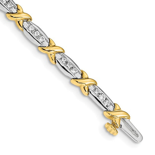14K White/Yellow Gold Two Tone Diamond Bracelet 1 Carat