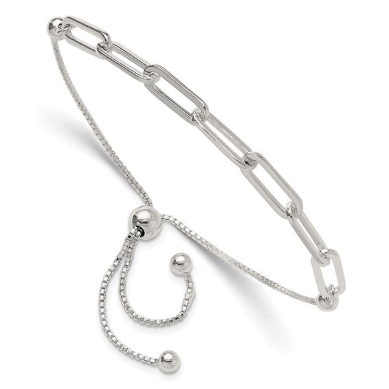 Sterling Silver Paperclip Adjustable Bracelet