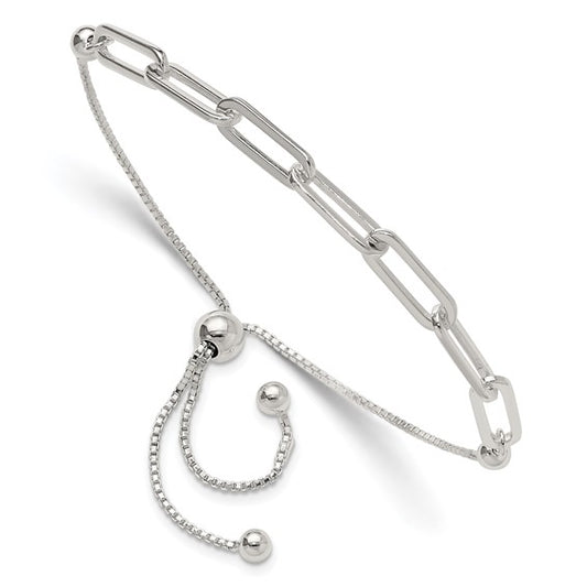 Sterling Silver Paperclip Adjustable Bracelet