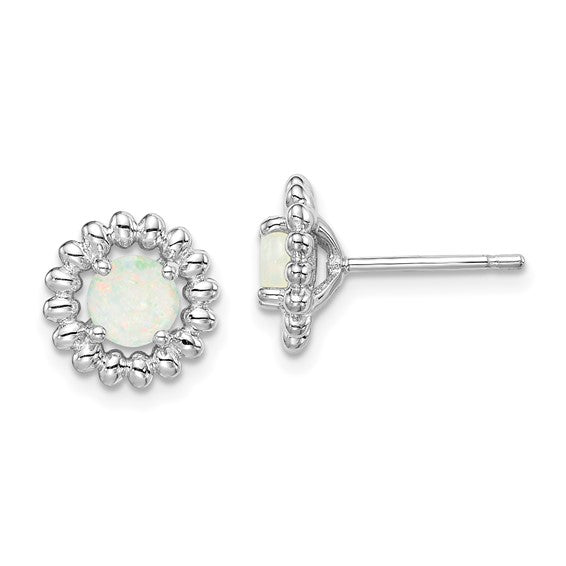 Sterling Silver Natural Milky Opal Stud Earrings