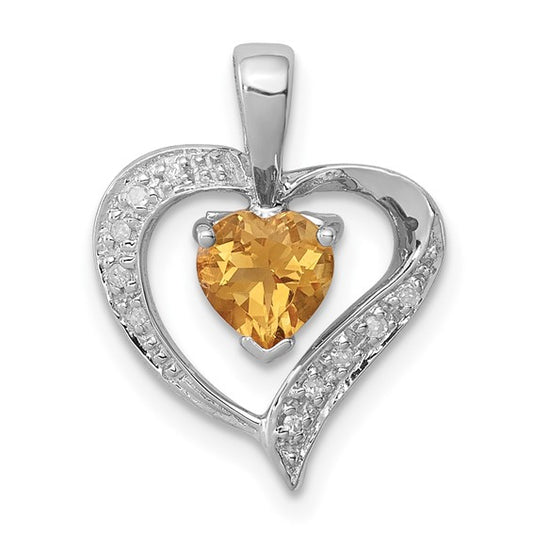 Sterling Silver Gold Plated Natural Citrine Heart Pendant