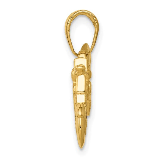 10K Yellow Gold Chopper Motorcycle Pendant