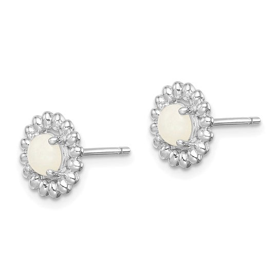Sterling Silver Natural Milky Opal Stud Earrings
