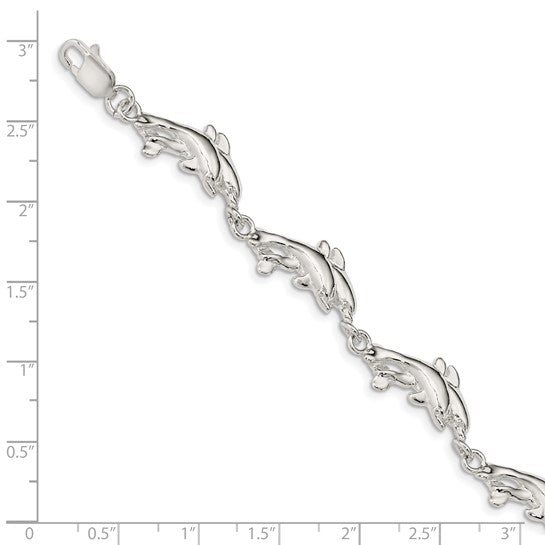 Sterling Silver Swimming Dolphin Bracelet