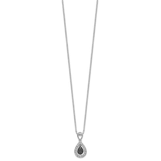 White Night White Gold Filled Sterling Silver Drop White & Black Diamond Necklace & Pendant Set (Copy)