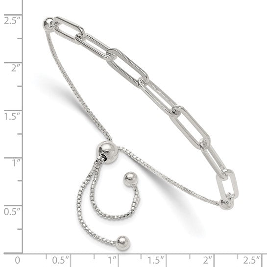 Sterling Silver Paperclip Adjustable Bracelet