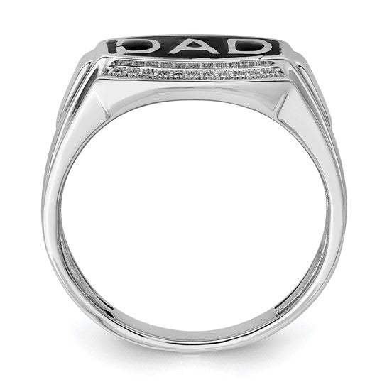 White Gold Filled Sterling Silver Diamond Dad Men's Ring
