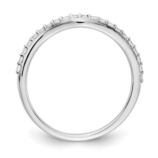 14K White Gold Diamond Slight Curved Wedding Band