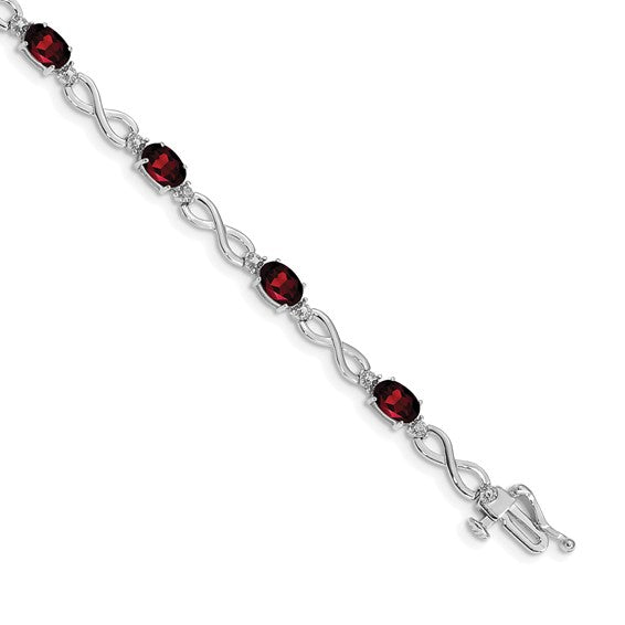10K Yellow/White Gold Natural Garnet & Diamond Infinity Bracelet
