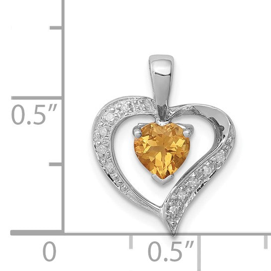 Sterling Silver Gold Plated Natural Citrine Heart Pendant