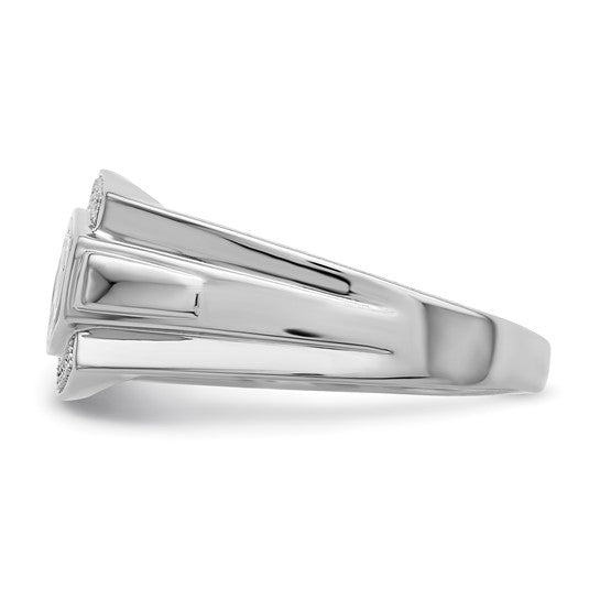 White Gold Filled Sterling Silver Diamond Dad Men's Ring
