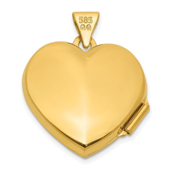 14K Yellow Gold Heart Locket Pendant With Natural Opal