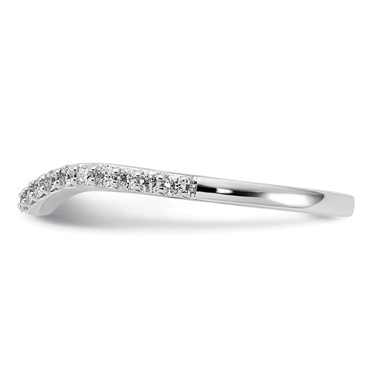 14K White Gold Diamond Slight Curved Wedding Band