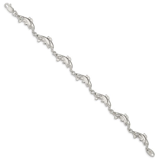 Sterling Silver Swimming Dolphin Bracelet