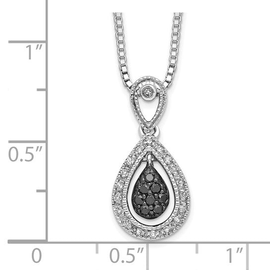 White Night White Gold Filled Sterling Silver Drop White & Black Diamond Necklace & Pendant Set (Copy)
