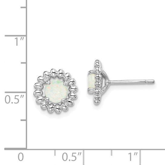 Sterling Silver Natural Milky Opal Stud Earrings