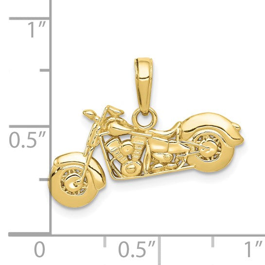 10K Yellow Gold Chopper Motorcycle Pendant