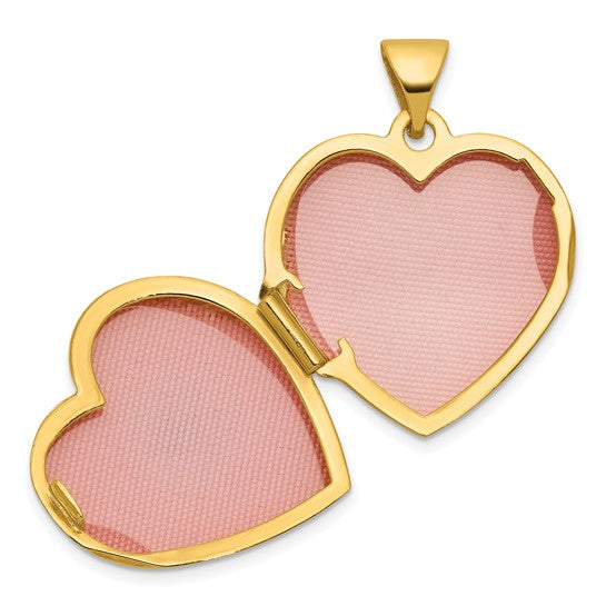 14K Yellow Gold Heart Locket Pendant With Natural Opal
