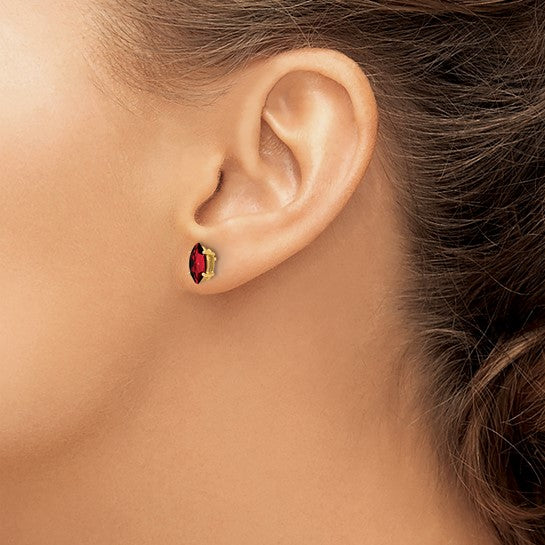 14K White/Yellow Gold 1.5 Carat Marquis Cut Natural Garnet Stud Earrings