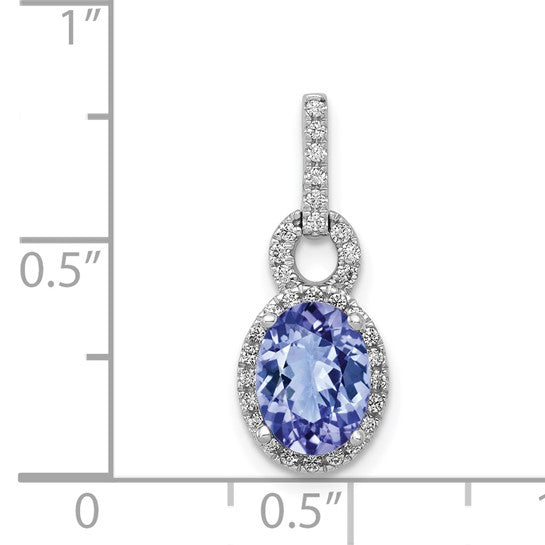14K White Gold 1 Carat Natural Tanzanite Oval Cut Diamond Halo Stone