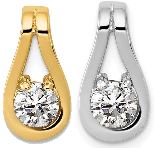 14K Yellow/White Gold .5 Carat Tear Drop Chain Slide