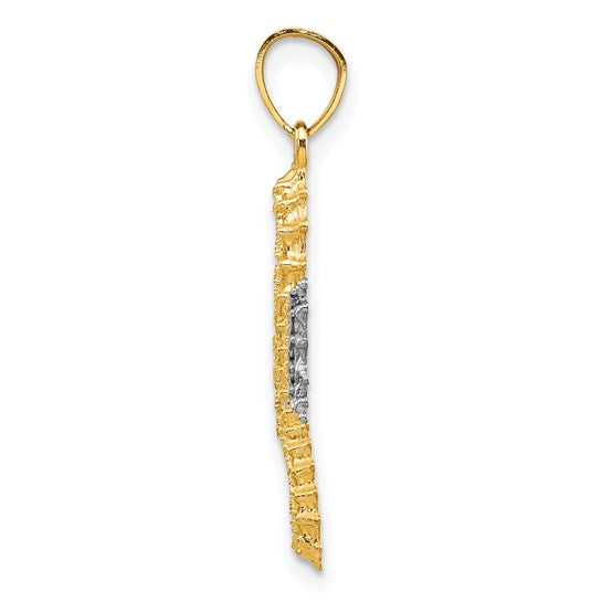 10K Yellow/White Gold Two Tone Sea Horse Pendant