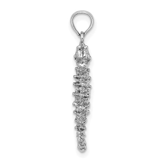 14K White Gold 3D Seahorse Pendant