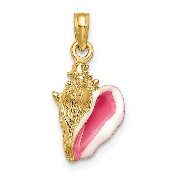 10K Yellow Gold Enameled Conch Shell