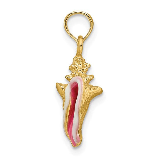 10K Yellow Gold Enameled Conch Shell
