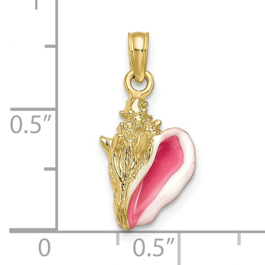 10K Yellow Gold Enameled Conch Shell
