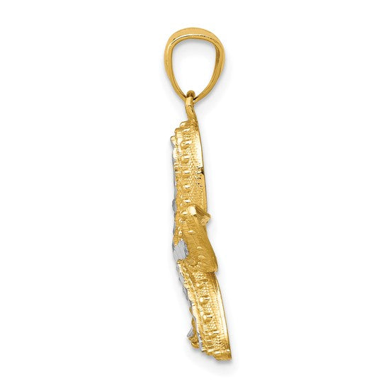 14K Yellow/White Gold Starfish Two Tone Pendant
