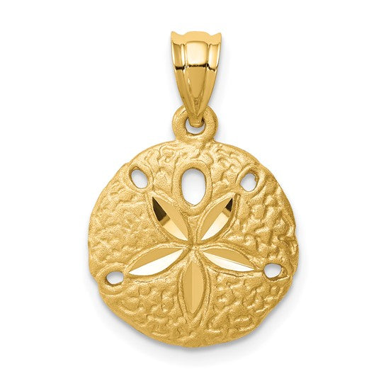 14K White/Yellow Gold Sand Dollar Pendant