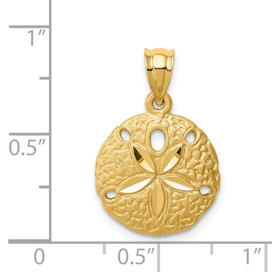 14K White/Yellow Gold Sand Dollar Pendant