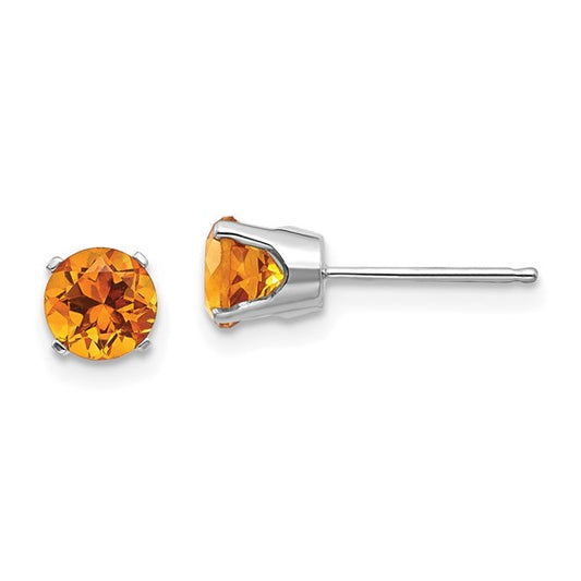 14K Yellow/White Gold .5 Carat Round Cut Natural Citrine Stud Earrings