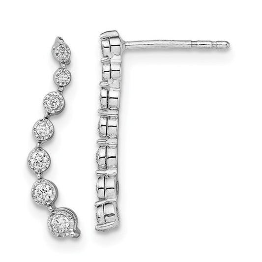 14K White Gold 1/6 Carat Diamond Journey Earrings
