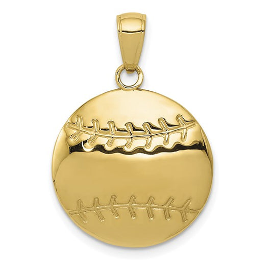 10K Yellow Gold Baseball Pendant