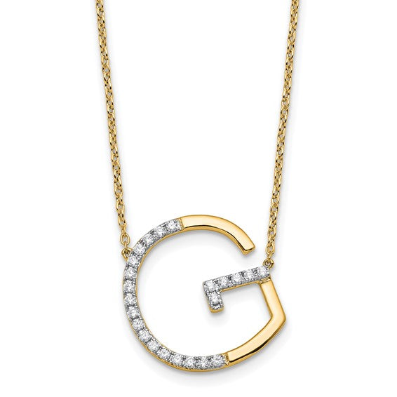 14K White/Yellow Gold Diamond Accent Initial Letter Necklace