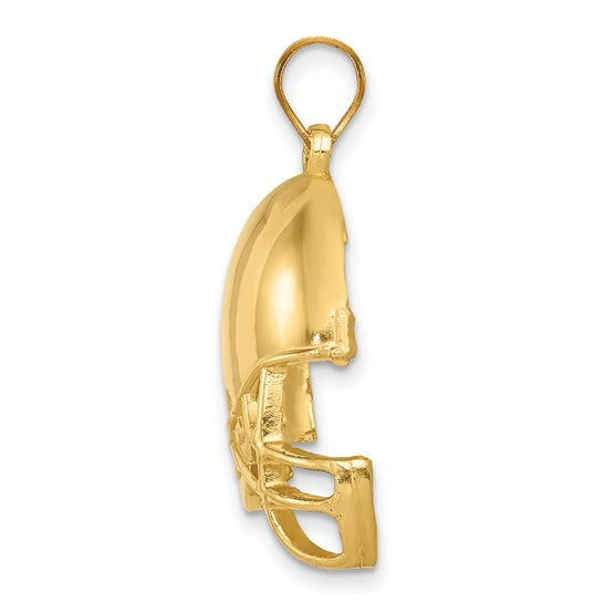 10K/14K Yellow Gold Football Helmet Polished Pendant