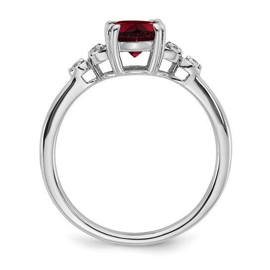 Sterling Silver 1.25 Carat Natural Garnet & Diamond Victoria Ring