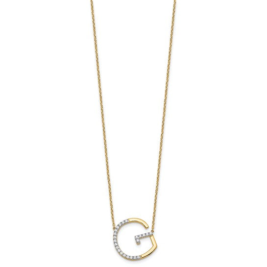 14K White/Yellow Gold Diamond Accent Initial Letter Necklace