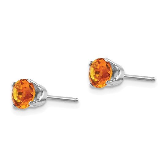 14K Yellow/White Gold .5 Carat Round Cut Natural Citrine Stud Earrings