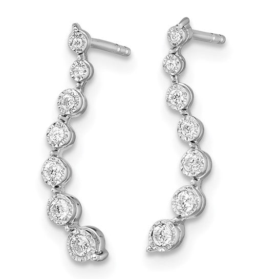 14K White Gold 1/6 Carat Diamond Journey Earrings