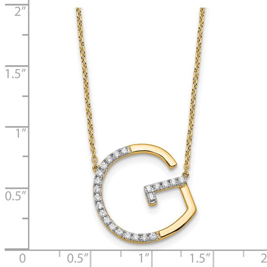 14K White/Yellow Gold Diamond Accent Initial Letter Necklace