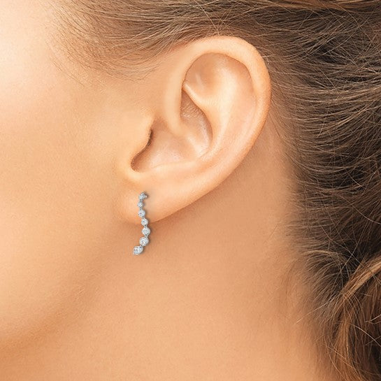 14K White Gold 1/6 Carat Diamond Journey Earrings