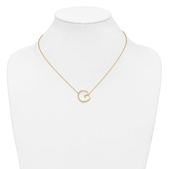 14K White/Yellow Gold Diamond Accent Initial Letter Necklace