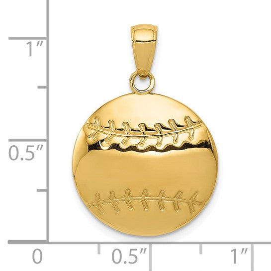 10K Yellow Gold Baseball Pendant